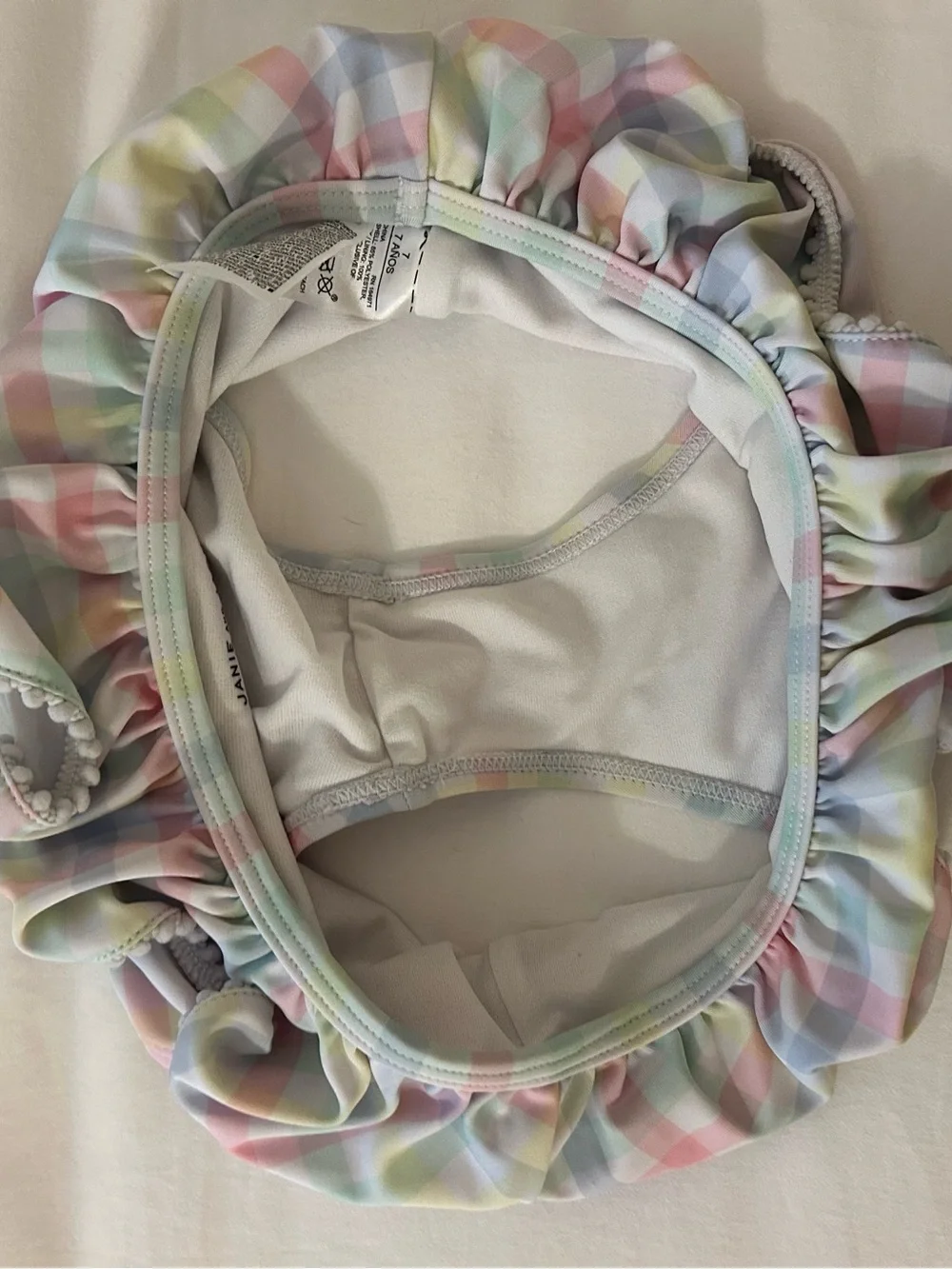 Janie and Jack Pastel Plaid Ruffle Bikini - Pink, Blue, Green